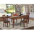 Pemberly Row 5-Piece Dining Set with Faux Leather Seats in Mahogany