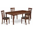 Pemberly Row 5-Piece Dining Set with Faux Leather Seats in Mahogany