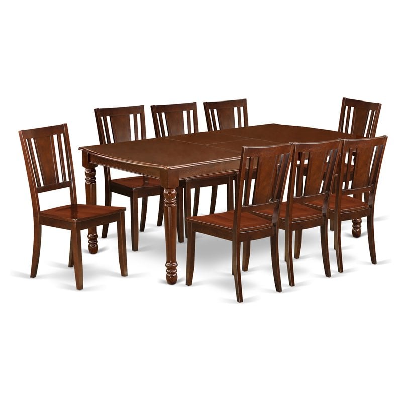Pemberly Row 9-Piece Wooden Dining Set with Chairs in Mahogany Finish
