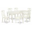 Pemberly Row 7-Piece Wood Dining Set in Linen White with Rectangular Table