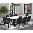 Pemberly Row 9-Piece Wood Dinette Set in Black and Linen White Finish