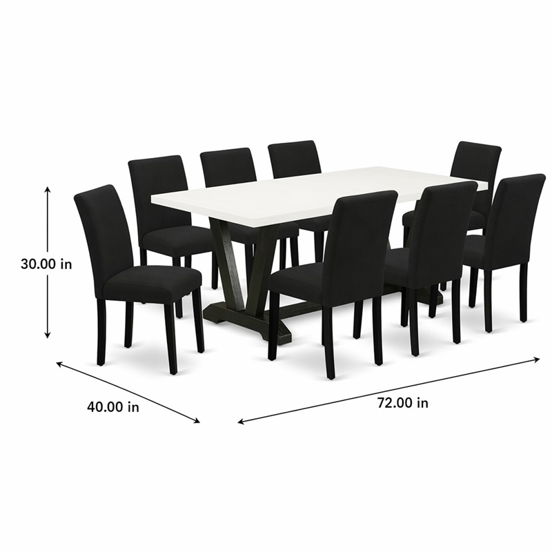 Pemberly Row 9-Piece Wood Dinette Set in Black and Linen White Finish