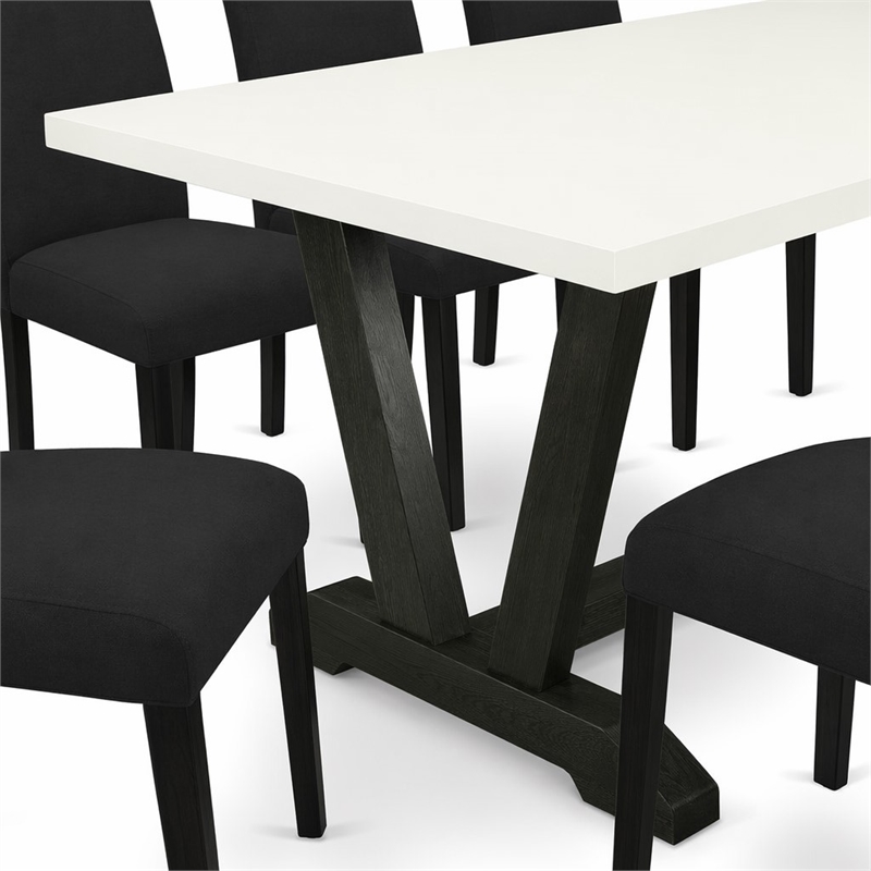 Pemberly Row 9-Piece Wood Dinette Set in Black and Linen White Finish