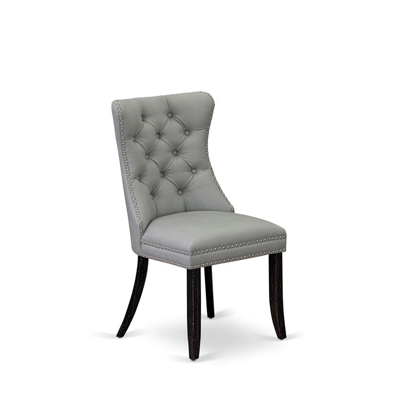 Pemberly Row Parson Dining Chair Set of 2 in Sand Blasted Black and Light Gray