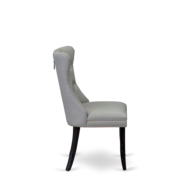 Pemberly Row Parson Dining Chair Set of 2 in Sand Blasted Black and Light Gray