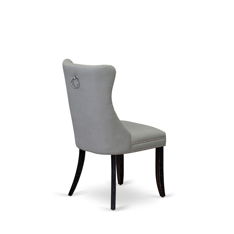 Pemberly Row Parson Dining Chair Set of 2 in Sand Blasted Black and Light Gray
