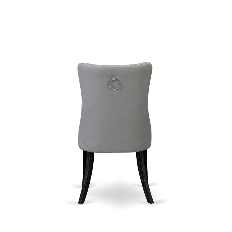 Pemberly Row Parson Dining Chair Set of 2 in Sand Blasted Black and Light Gray