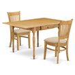 Pemberly Row 3-Piece Oak Dining Set with Slat Back Chairs and Beige Fabric Seats