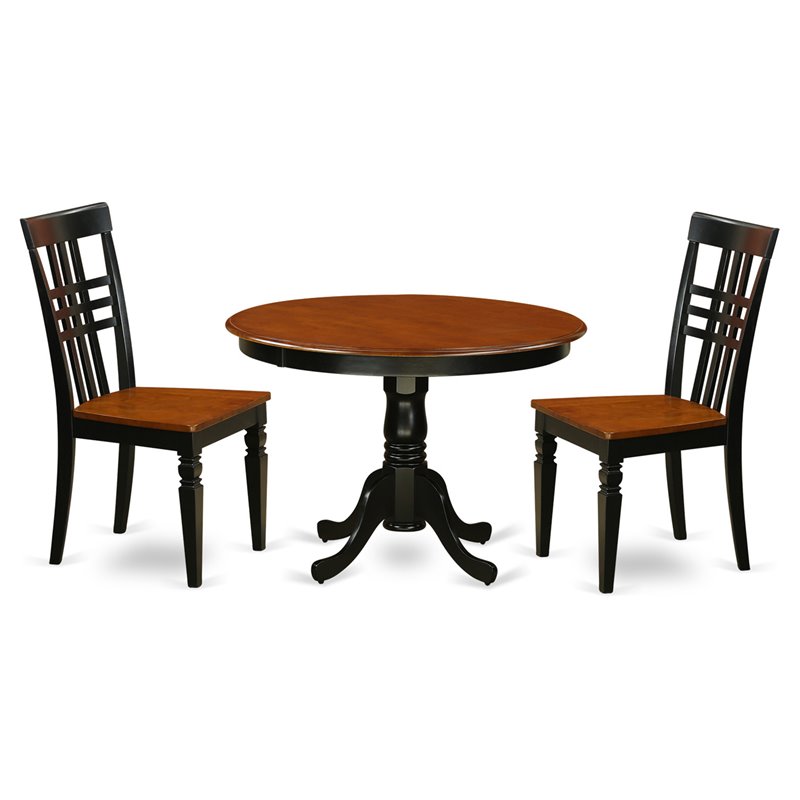 Pemberly Row Hartland 3-Piece Wood Dining Set in Black and Cherry