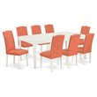 Pemberly Row 9-Piece Wood Dinette Set in Linen White and Pink Flamingo