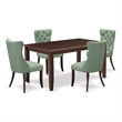 Pemberly Row 5-Piece Wood Dining Table Set in Mahogany and Willow Green