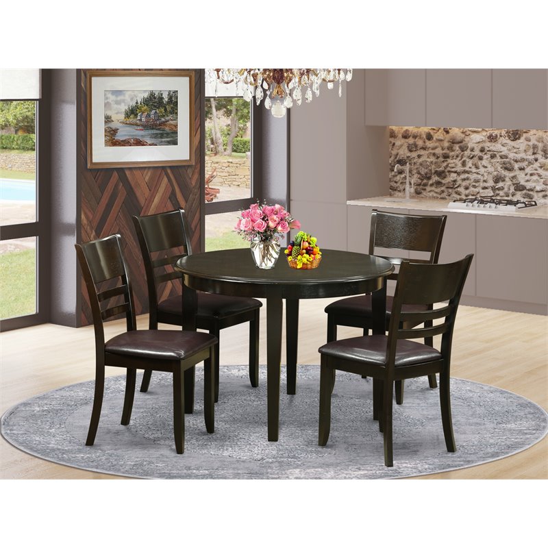 Pemberly Row 5-Piece Wood Dining Set in Elegant Cappuccino Finish
