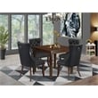 Pemberly Row 5-Piece Square Mahogany Dining Set with Dark Gray Upholstery