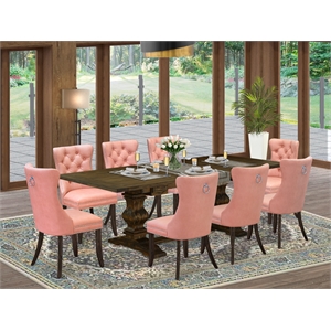 Pemberly Row 9-Piece Dining Set with Butterfly Leaf Table in Jacobean Finish