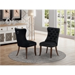 Pemberly Row Set of 2 Linen Fabric Parson Dining Chairs in Black Finish
