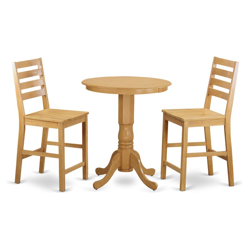 Pemberly Row 3-Piece Oak Dining Set with Counter Height Chairs