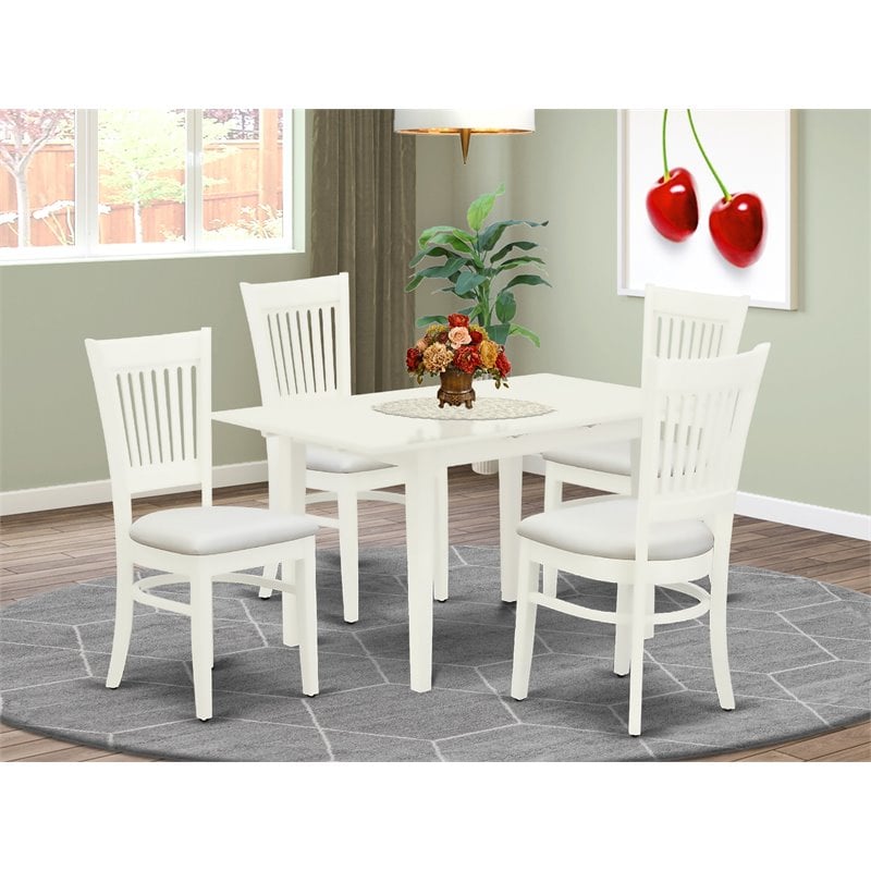 Pemberly Row Norfolk 5-Piece Wood Dinette Set in Linen White Finish