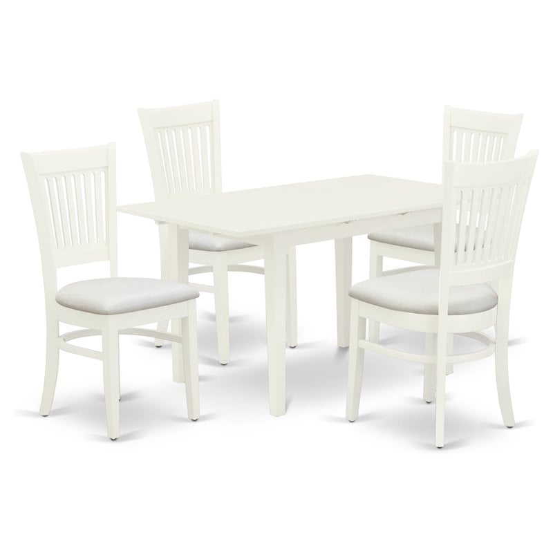 Pemberly Row Norfolk 5-Piece Wood Dinette Set in Linen White Finish