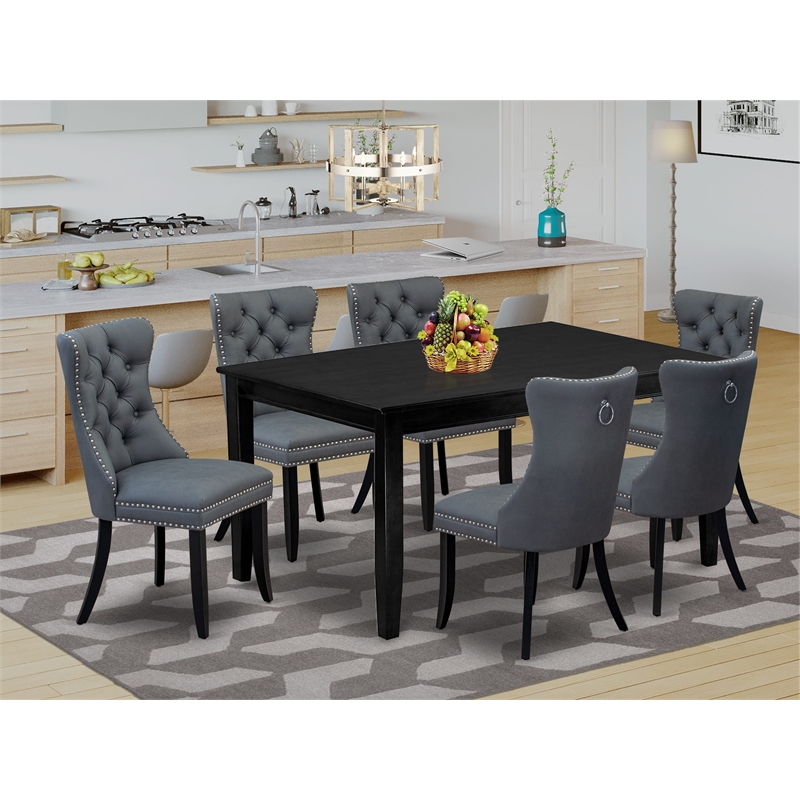 Pemberly Row 7-Piece Dinette Set in Black and Platinum Gray