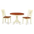 Pemberly Row Hartland 3-Piece Dining Set w/ Wood Seats in Cherry