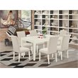 Pemberly Row 7-Piece Rectangular Wood Dining Set in Linen White and Beige