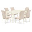 Pemberly Row 7-Piece Rectangular Wood Dining Set in Linen White and Beige