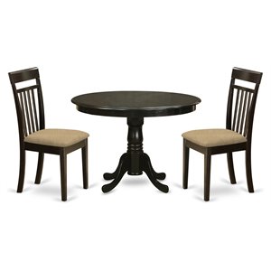 Pemberly Row 3-Piece Round Dining Table Set with Cappuccino Finish