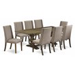 Pemberly Row 9-Piece Wood Dining Set in Jacobean Finish and Dark Khaki