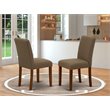 Pemberly Row Set of 2 Linen Upholstered Dining Chairs in Mahogany and Coffee