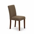 Pemberly Row Set of 2 Linen Upholstered Dining Chairs in Mahogany and Coffee