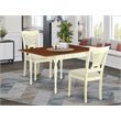 Pemberly Row 3-Piece Wood Dining Set with Linen Seat in Buttermilk and Cherry
