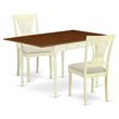 Pemberly Row 3-Piece Wood Dining Set with Linen Seat in Buttermilk and Cherry