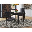 Pemberly Row 3-Piece Wood Dining Set with Leather Chairs in Black Finish
