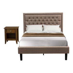Pemberly Row 2-Piece Full Size Bedroom Set in Walnut and Dark Khaki Fabric