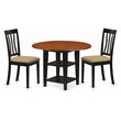 Pemberly Row 3-Piece Wood Dining Set with Cushion Seats in Black & Cherry