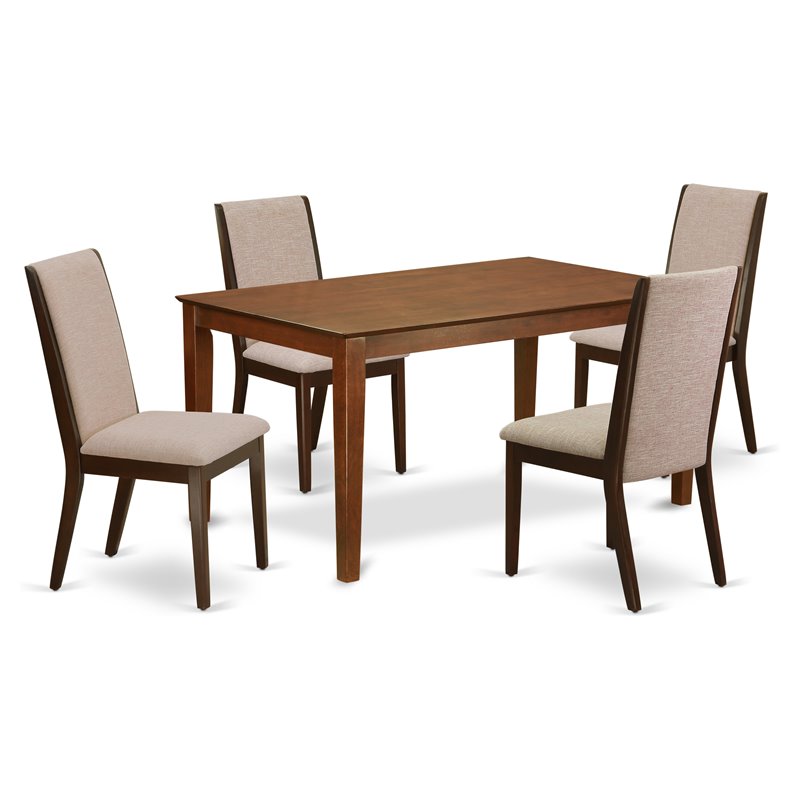 Pemberly Row Capri 5-Piece Wood Dining Set in Mahogany and Light Tan