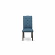 Pemberly Row Set of 2 High Back Linen Fabric Dining Chairs in Black/Blue