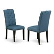 Pemberly Row Set of 2 High Back Linen Fabric Dining Chairs in Black/Blue