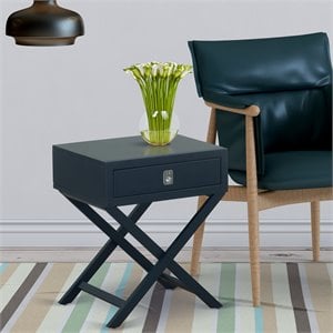 Pemberly Row 20&quot Wood Nightstand with Drawer in Navy Blue Finish