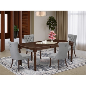 Pemberly Row 5-Piece Dining Room Set with Butterfly Leaf in Mahogany Finish