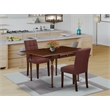 Pemberly Row 3-Piece Drop-Leaf Wood Dining Set in Mahogany and Burgundy