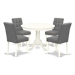 Pemberly Row 5-Piece Dining Table and Chair Set in Linen White and Platinum Gray