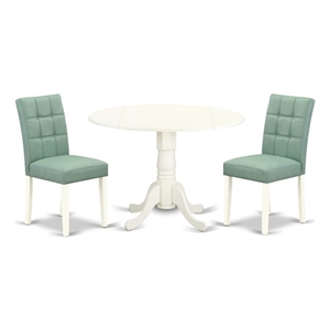 Pemberly Row 3-Piece Wood Dining Set in Linen White and Willow Green