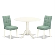 Pemberly Row 3-Piece Wood Dining Set in Linen White and Willow Green