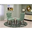 Pemberly Row Faux Leather Parson Dining Chair Set of 2 Willow Green Rubberwood