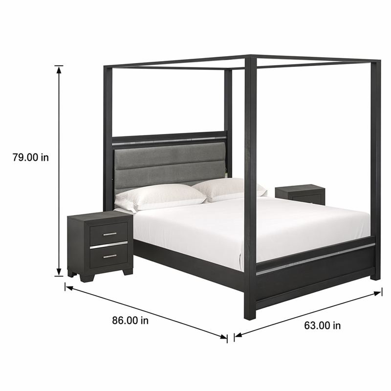 Pemberly Row Denali 3-Piece Wood Bedroom Set in Brush Gray Finish
