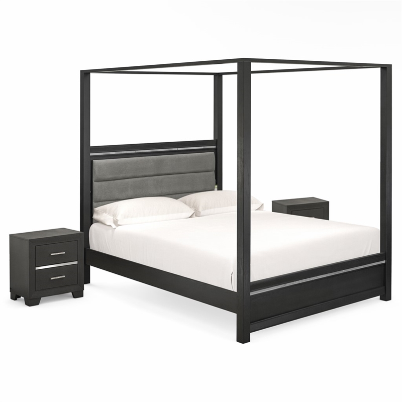 Pemberly Row Denali 3-Piece Wood Bedroom Set in Brush Gray Finish