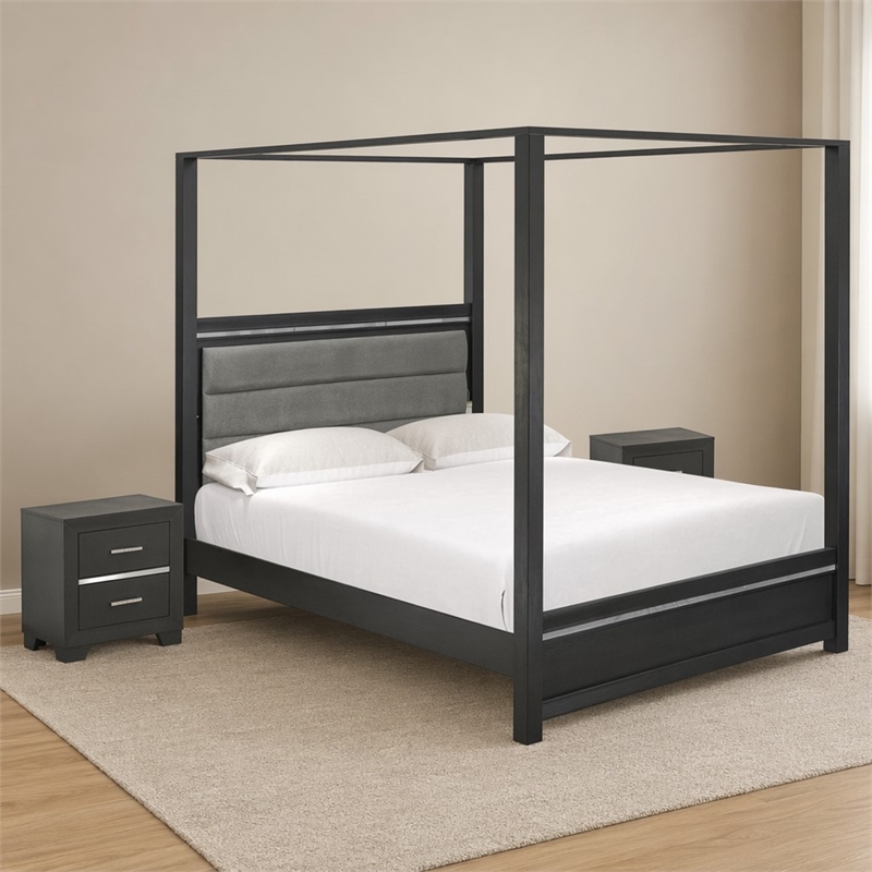 Pemberly Row Denali 3-Piece Wood Bedroom Set in Brush Gray Finish