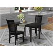 Pemberly Row Norfolk 3-Piece Dining Set with Wood Seat in Black Finish