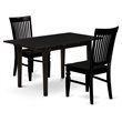 Pemberly Row Norfolk 3-Piece Dining Set with Wood Seat in Black Finish